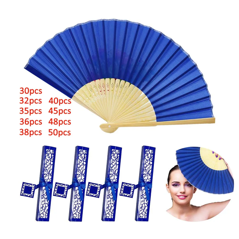 50/30Pcs Hand Fan With Gift Box Personalized Text For Wedding Party Favor 38/40/45/48pcs Customs Hen Party Gift Folding Fans