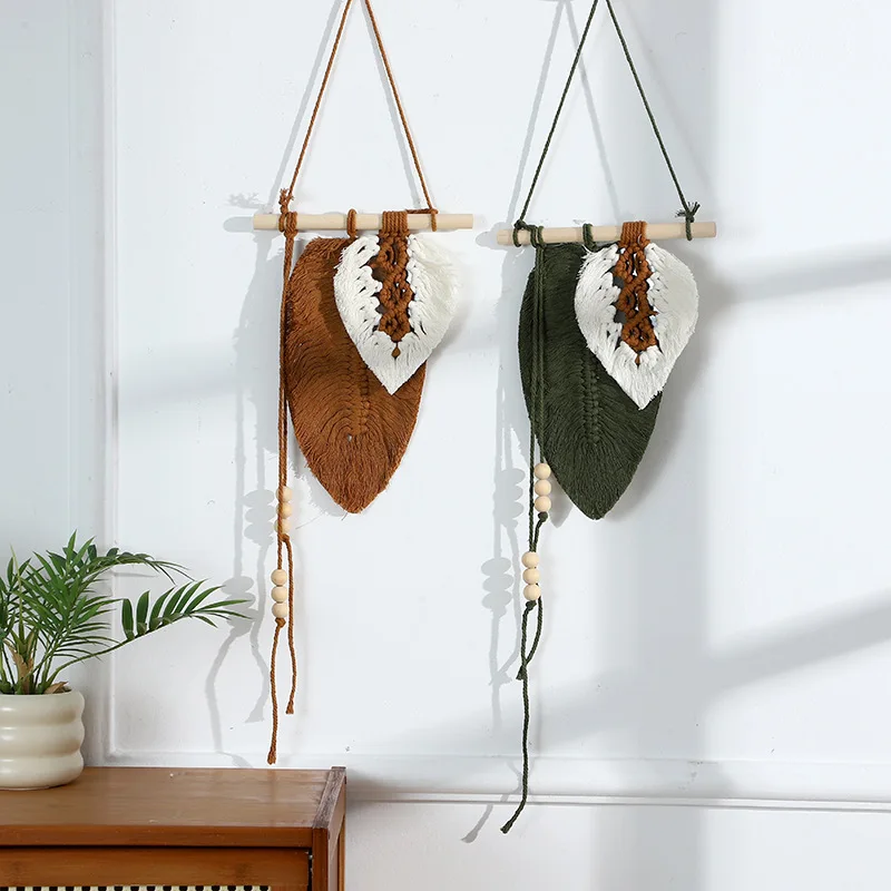Multi Colored Leaves Tapestry Bohemian Decor Woven Bedroom Wall Decoration Pendant Tapestry Aesthetic Macrame Wall Hanging
