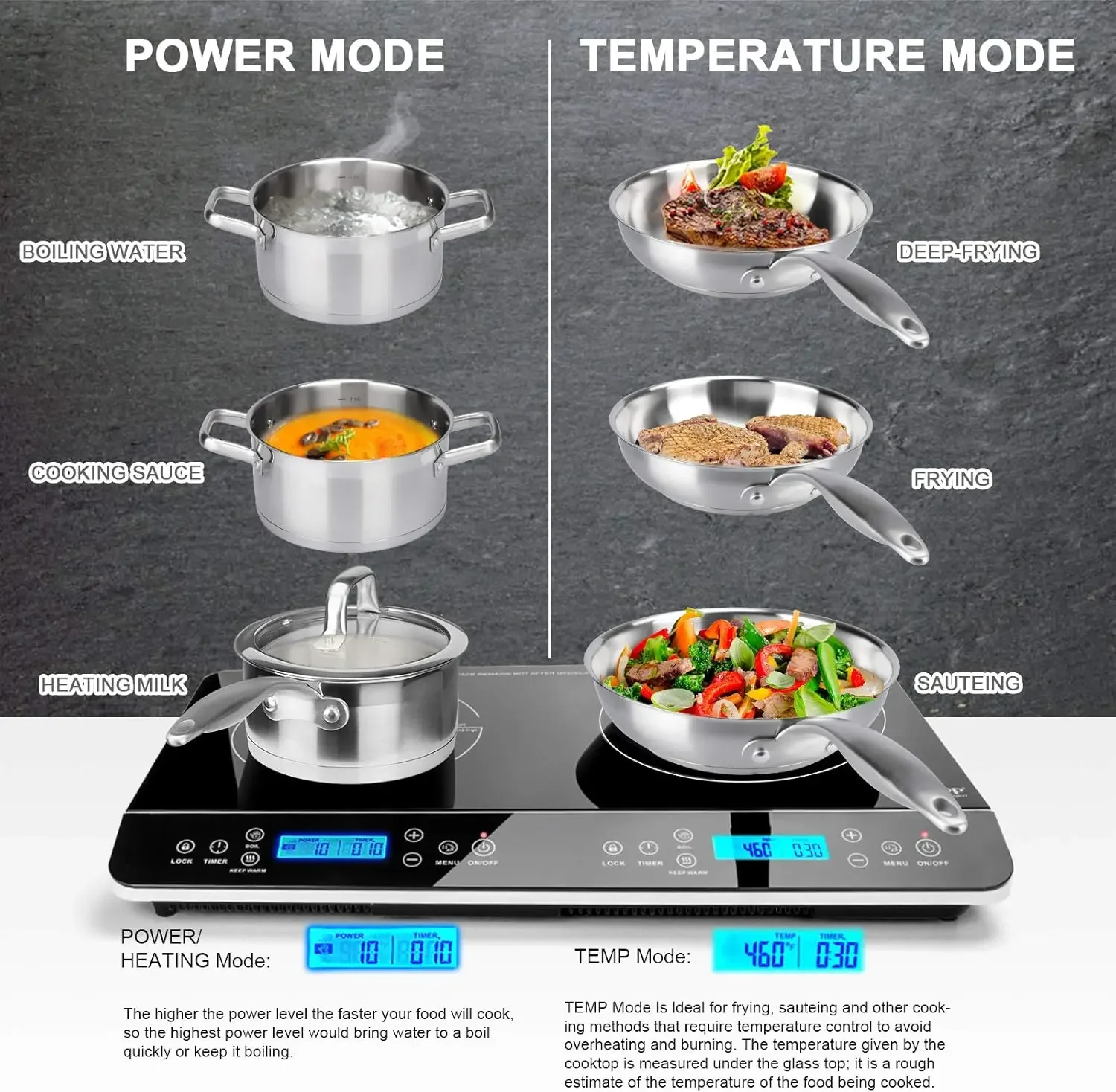 Cooktop de indução dupla portátil 1800w queimador de bancada elétrico digital sensor fogão de toque, 9620ls/BT-350DZ