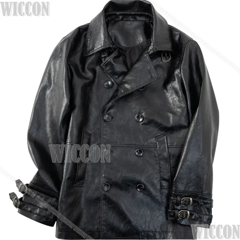 Leon Residenttt 9 Cosplay Dark Coat Leather Jacket Fur Collar Clothes Horro Game Man Suit Halloween Comic Con Festival Outfit view 3
