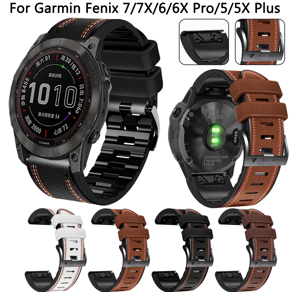 Wristband Replacemen Watch Strap For Garmin Fenix 6 6X Pro 5X 5 Plus 7 7X Smart Band 3 3HR 945 22 26mm Leather Silicone Bracelet