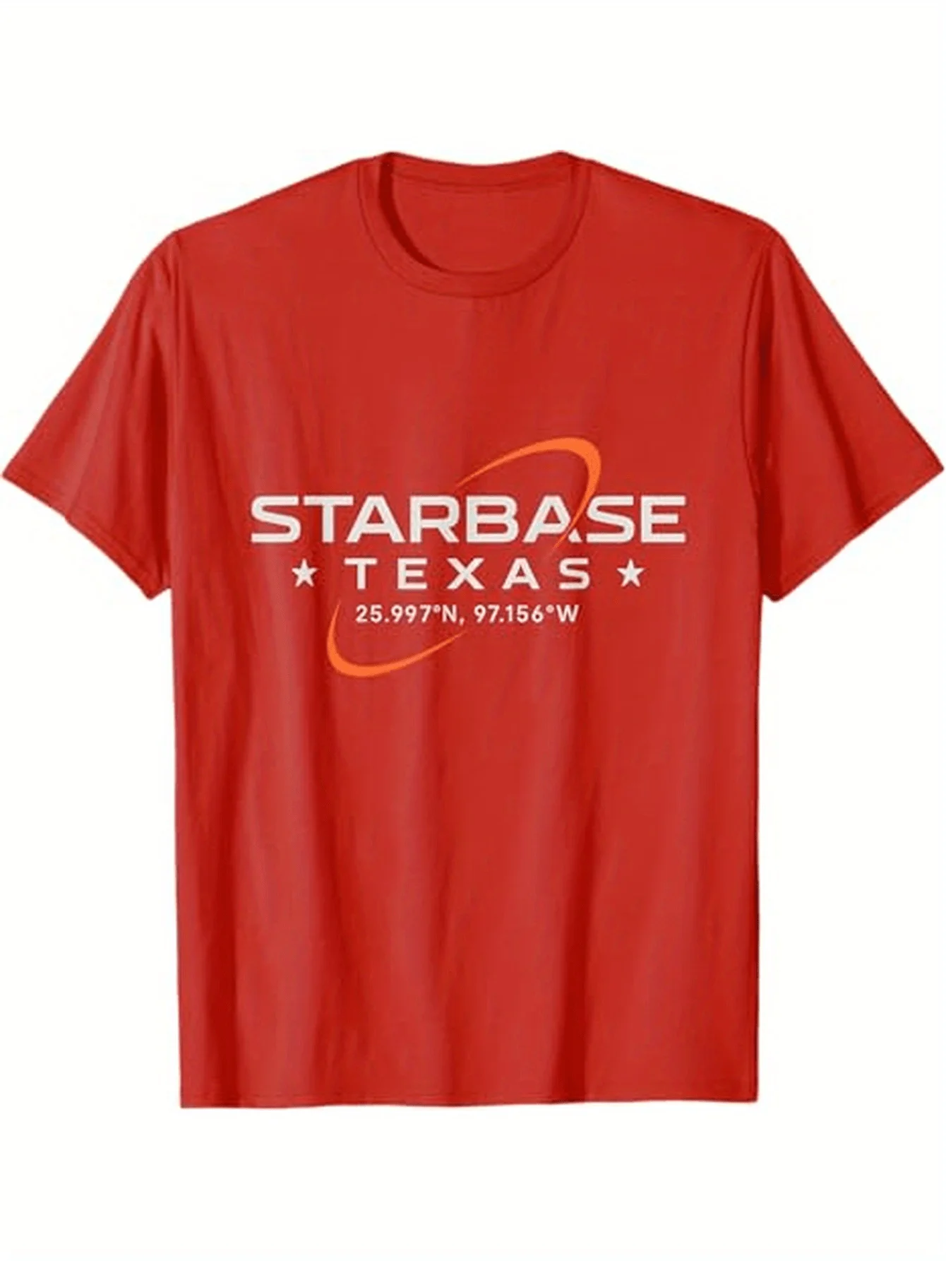 Texas Coordinates Shirt Boca Chica Starbase Minimal Science T-Shirt 100% Cotton O-Neck Short Sleeve Summer Casual Mens T-shirt