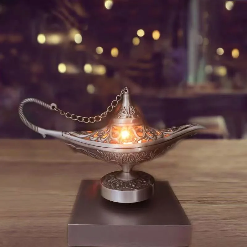 المغناطيسي الرفع الكلاسيكية علاء الدين ماجيك الجني مصباح العائمة أسطورة متمنيا ضوء زي مصباح معدني منحوتة مبخرة