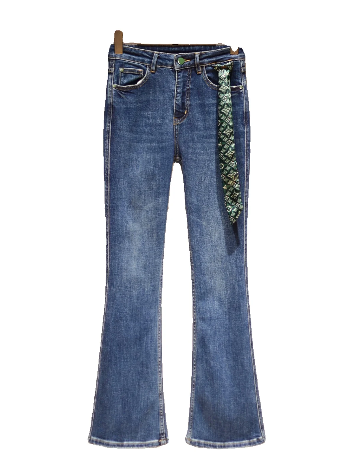 High Waist Slimming Blue Jeans Women's Casual Waed Denim Pants High Waist Bell Bot Comfortable Long Trousers for Women