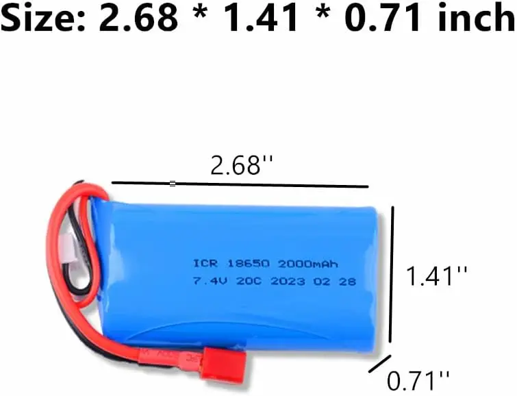 Batería lithium 7,4V 2000mAh 15C enchufe T para WLtoys RC - imagen 3