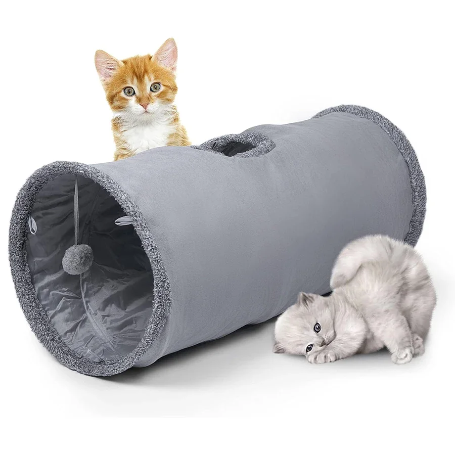 

Cat Tunnel Durable Suede Collapsible Cat Play Tube Toys with Play Ball Indoor Cat Play Tunnel