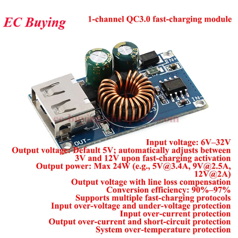 PD65W 65W Fast Charger Module DC 8-30V Buck Step Down Type-C Supports PD3.1 PPS QC3.0 SCP Fast Charging Board PCB 24W SCP/FCP