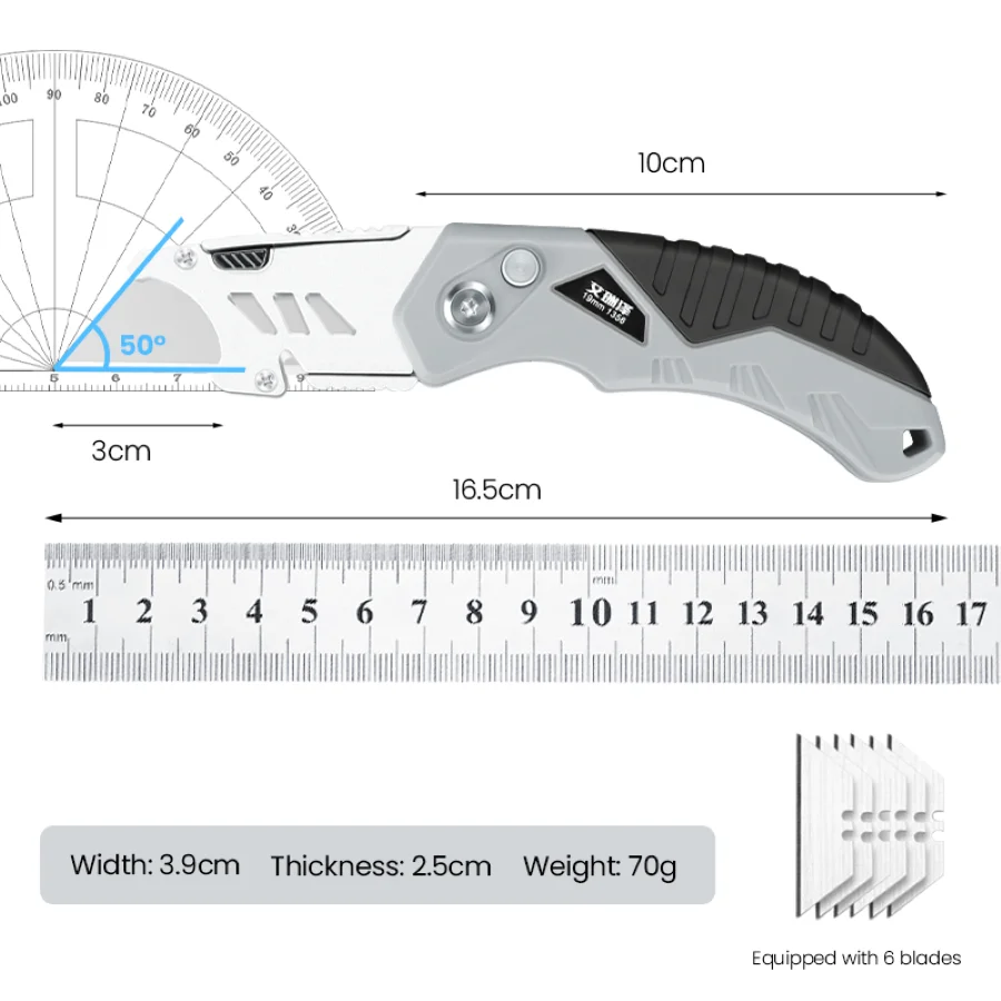 AIRAJ Multi-functional folding utility knife, office stationery exchangeable head stationery knife, quick paper cutting knife