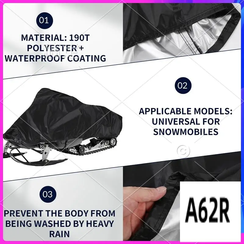 

R2-Snowmobile Cover Waterproof Dust Trailerable Sled Cover Anti-UV Winter Motorcycle Outdoor Black