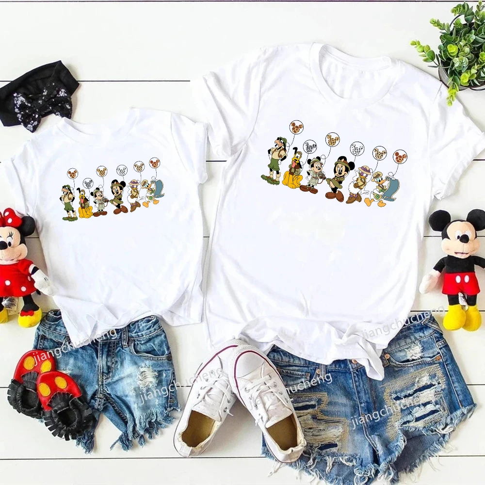 Animal Kingdom Safari Shirts Mickey Minnie Family Matching Outfits Funny Family Look Dad Mom Kids Disney Wild Zoo Tees Clothes