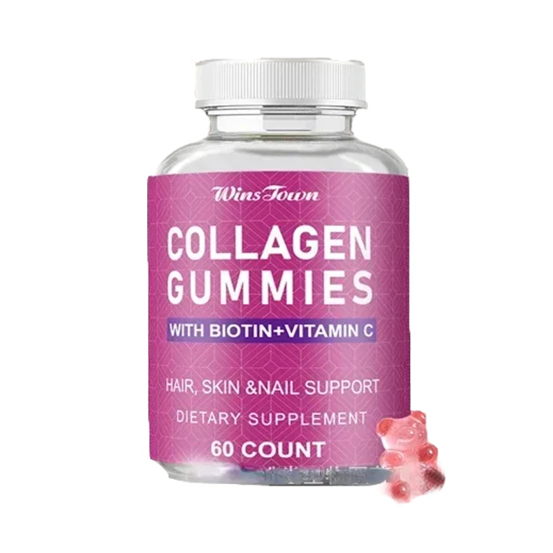 

60 Gummies Collagen Gummies Biotin Vitamin C Gummies Hair Skin Nail Support Dietary Supplement