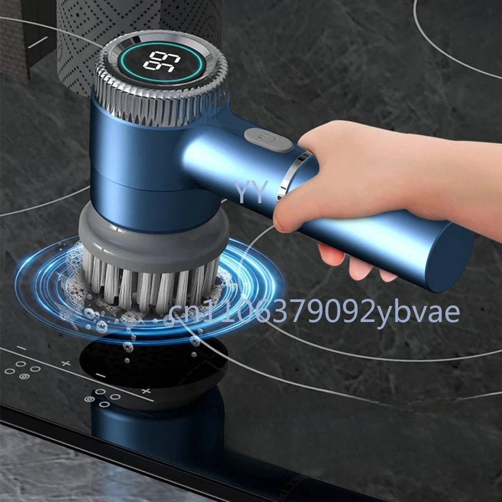 5 In 1 Kitchen Cleaning Brush USB Charging Portable Electric Scrubber with 5 Replaceable Brush Heads for Kitchen Bathroom