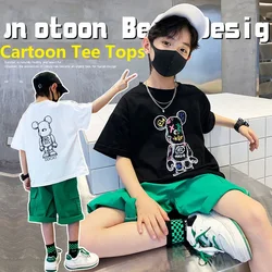 Summer School Kids Cotton Colored Cartoon Tee Tops Baby and Boys Short-Sleeved Base Layer T-Shirt Children Outerwear 1-16 Years