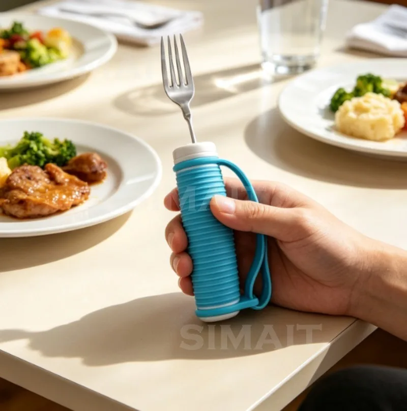 Easy Grip Adaptive Utensils Anti-Shake Fork Spoon for Arthritis Tremors, OT Recommended