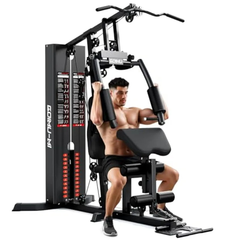 Home Gym, M1 Workout Station with 140LBS Weight Stack, Multifunctional Home Gym Equipment with Pulley System for Full
