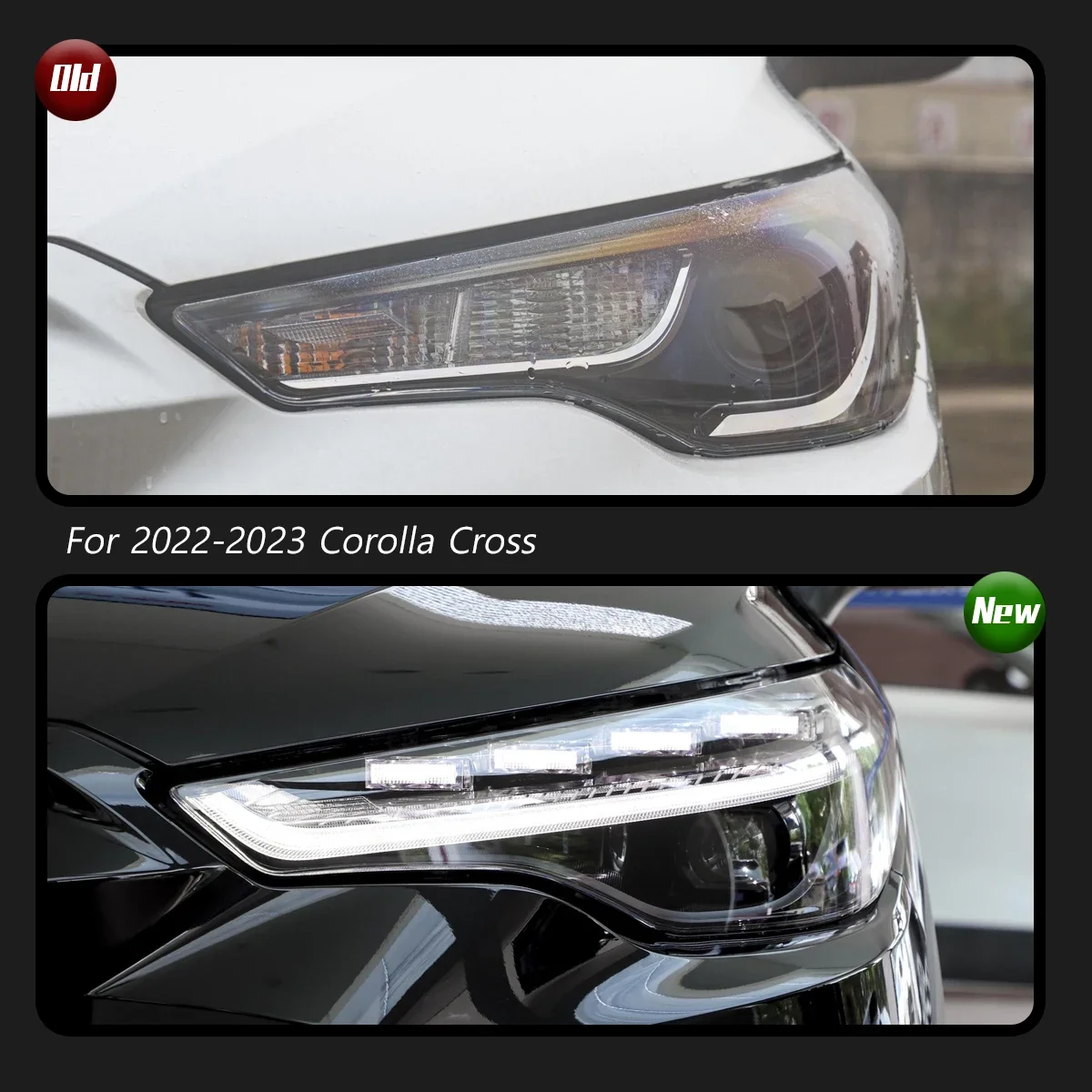 車トヨタカローラクロスヘッドライト 2022-2023 アップグレード変更
