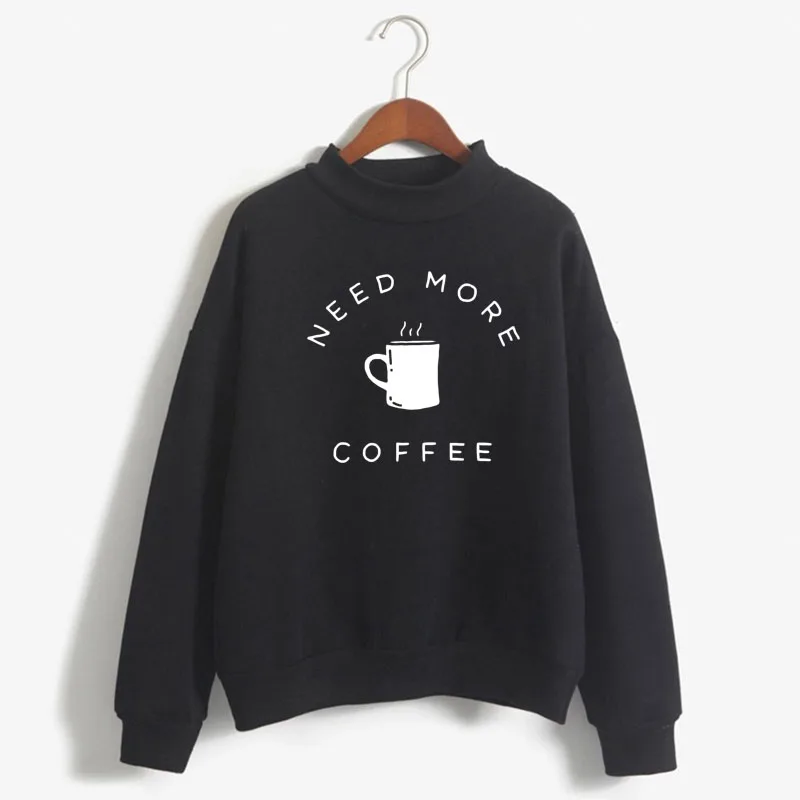 

Need more coffee Print Women Sweatshirt Korean O-neck Knitted Pullover Thick Autumn Winter Candy Color Loose women Clothes