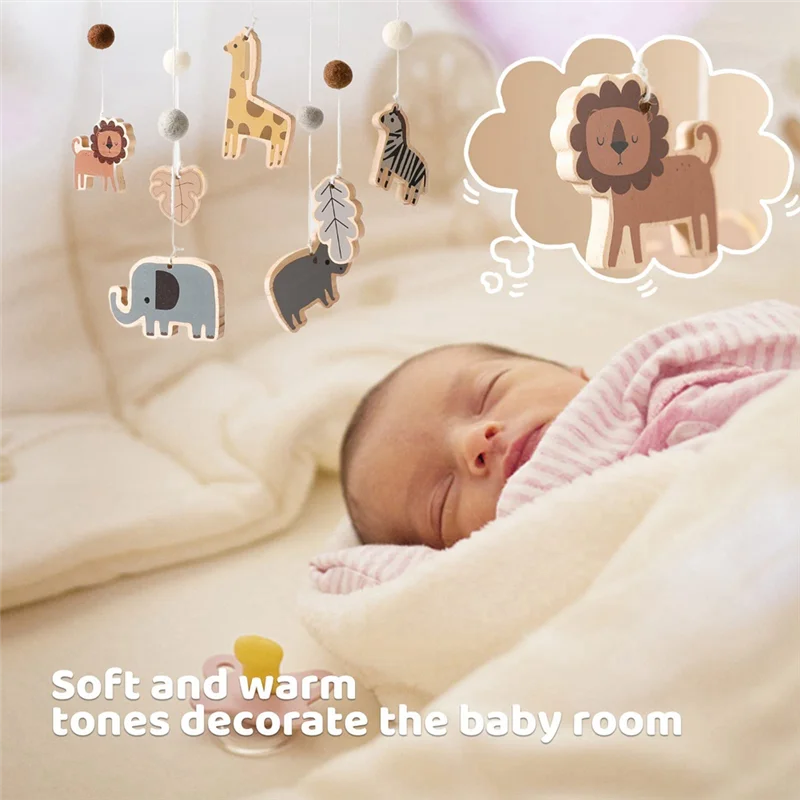 X18A-Baby Mobile For Crib - حيوانات الغابة Baby Mobile - الحضانة المتنقلة للفتيات أو الصبي الجنس محايد اليدوية المحمول سهل الاستخدام #2