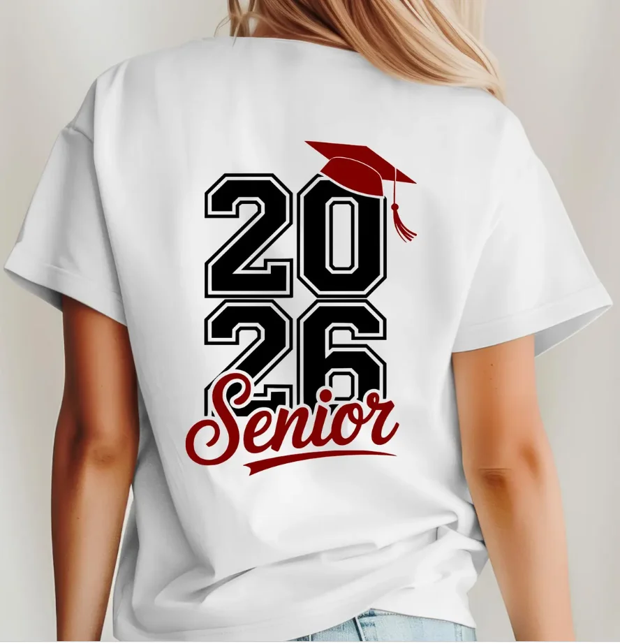 

Custom Senior 2026 Class School Shirt Personalized Gifts Custom Name Text Spirit Photos Tee for Graduation Party Class Activity