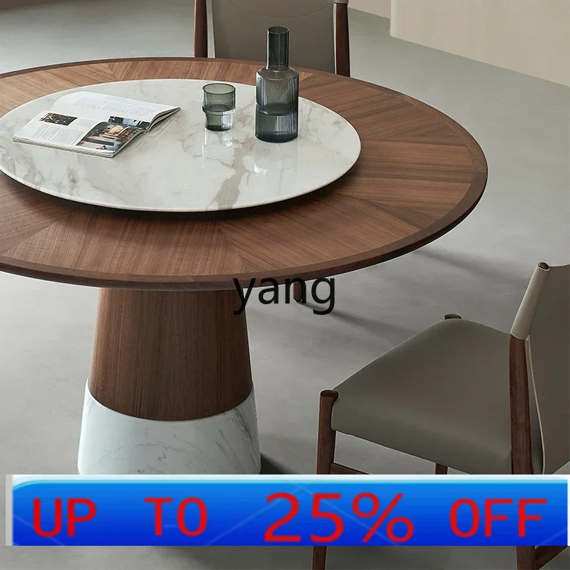

LTT marble solid wood round dining table and chair combination 1.2m wabi-sabi Z
