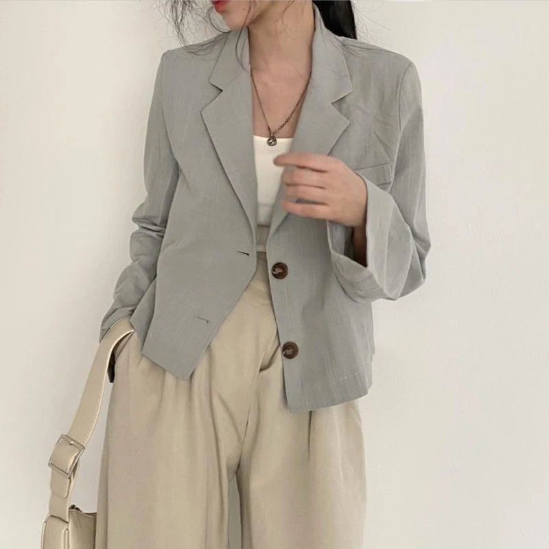 Women's Cotton Linen Short Coat Thin Long Sleeve Sun Protection Small Suit 2023 New Loose Versatile Short Top