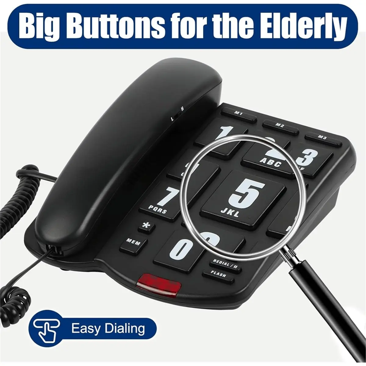 A86G NEW One-Touch Dialing Large Button Fixed Landline Phone Big Button Amplified Home Phone with Landline for Elderly and Users