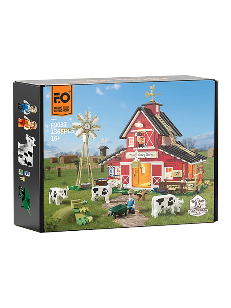 

IN STOCK F9037 MOC Construction Farm Life Cow Barn Building Blocks House Bricks Assembling Toys for Children Christmas Gift Set