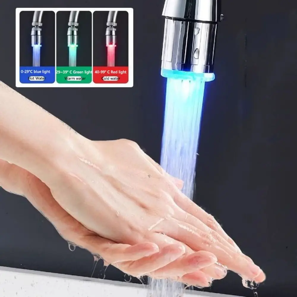 Intelligent Light Temperature Control Faucet 1/3/7 Colors Color Changing Sensitive Light Faucet Nozzle Head Corrosion Resistance