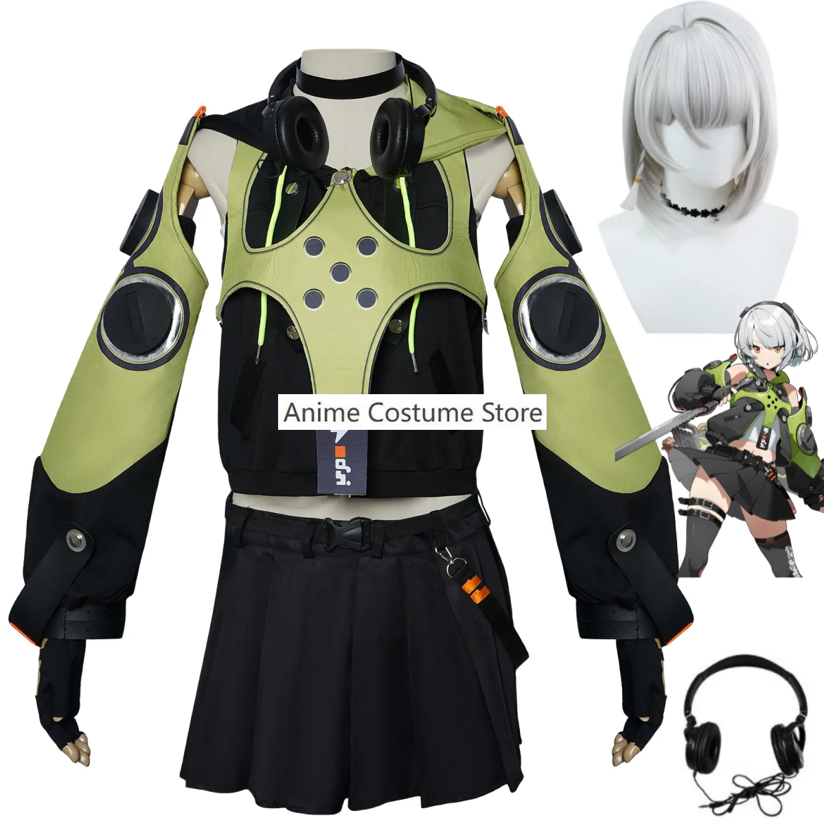 

Game Zenless Zone Zero Anby Demara Cosplay Costume Gentle House Green Hooded Pullover Hoodie Woman Sexy Kawaii Carnival Suit