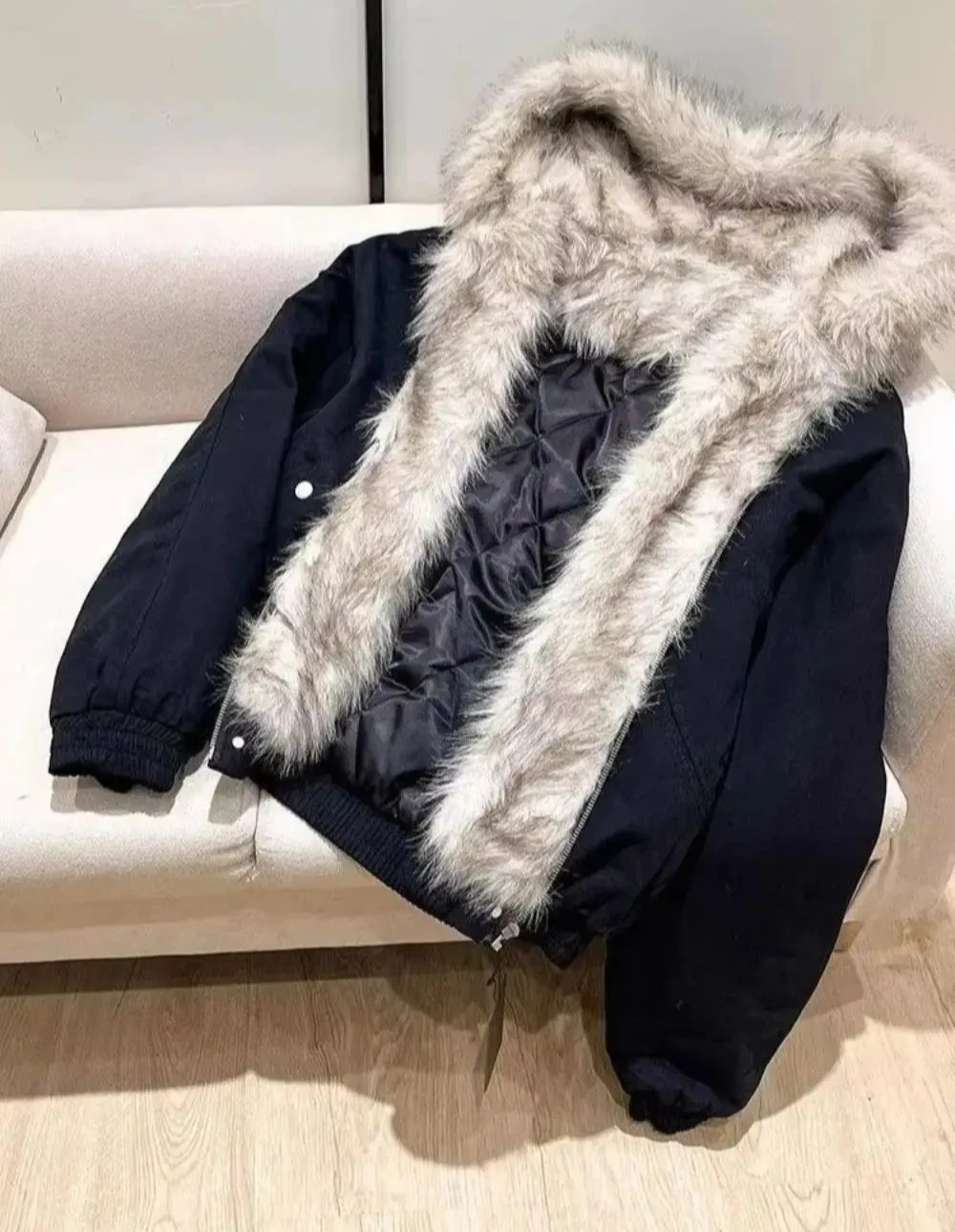 

Winter Warm Clothing Women Retro Simple Plush Coat Sportswear Loose Hooded Cotton Jacket