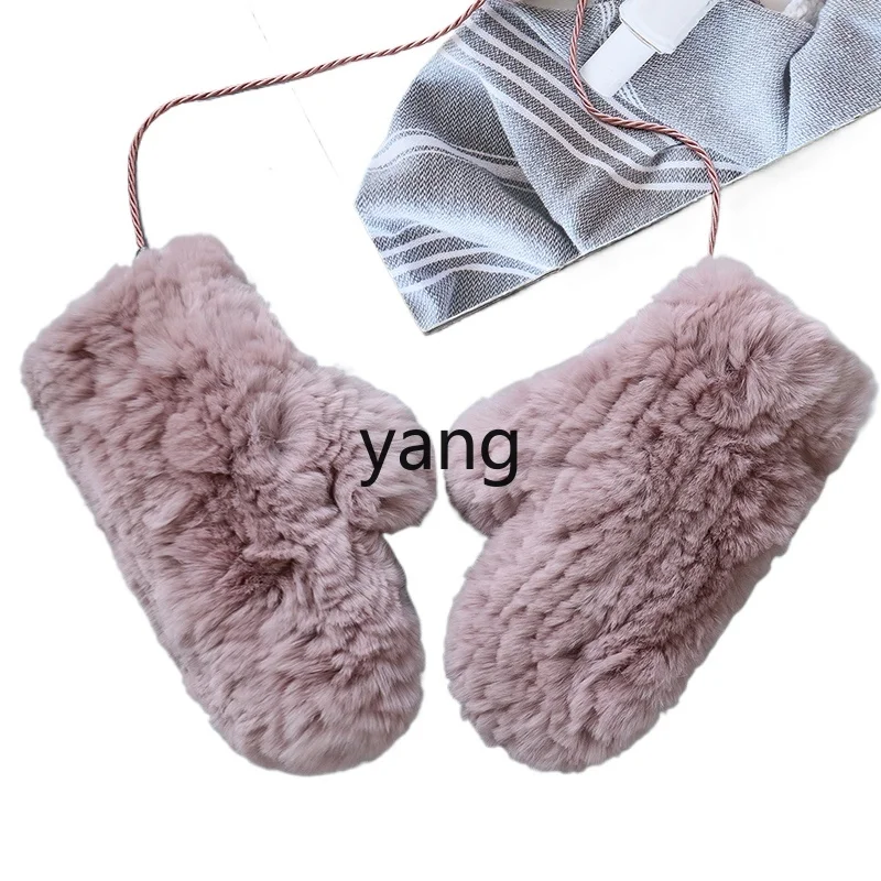 

LMM winter cute real hair warm fingerless gloves