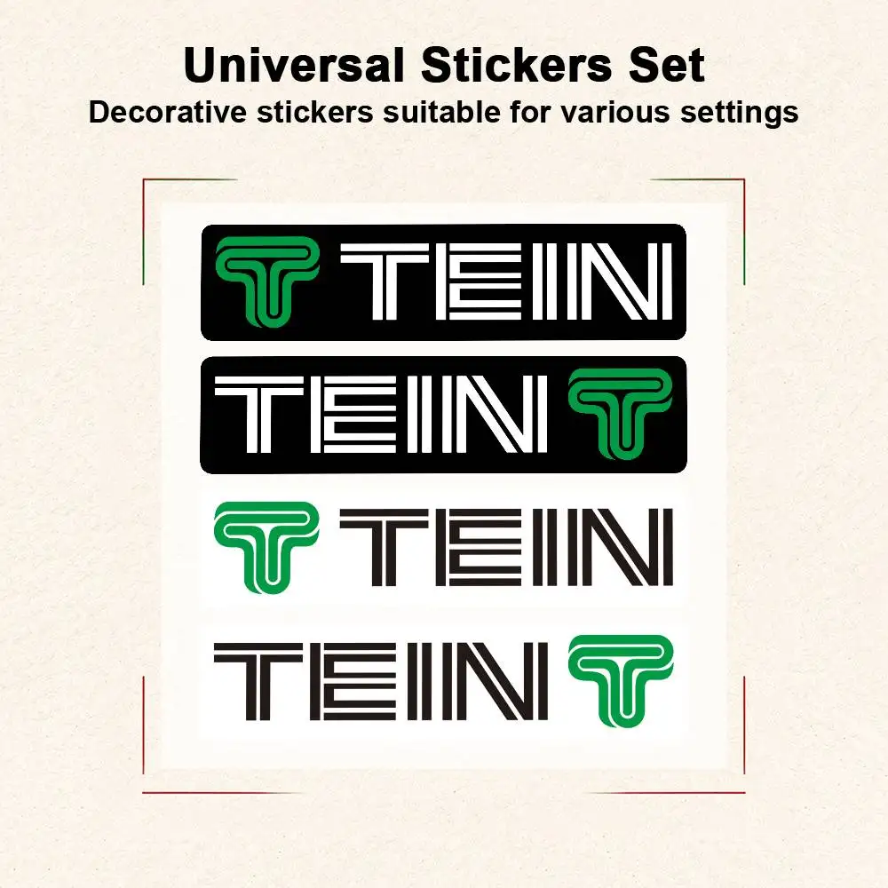 Green T Icon Letter Vinyl Decals, TEIN Style Racing Stickers for Car Rear Window, Motorcycle, Helmet, Toolbox Smooth Surfaces