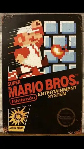 Super 1 Bros Metal Tin Sign Poster Retro Man Cave Game Room