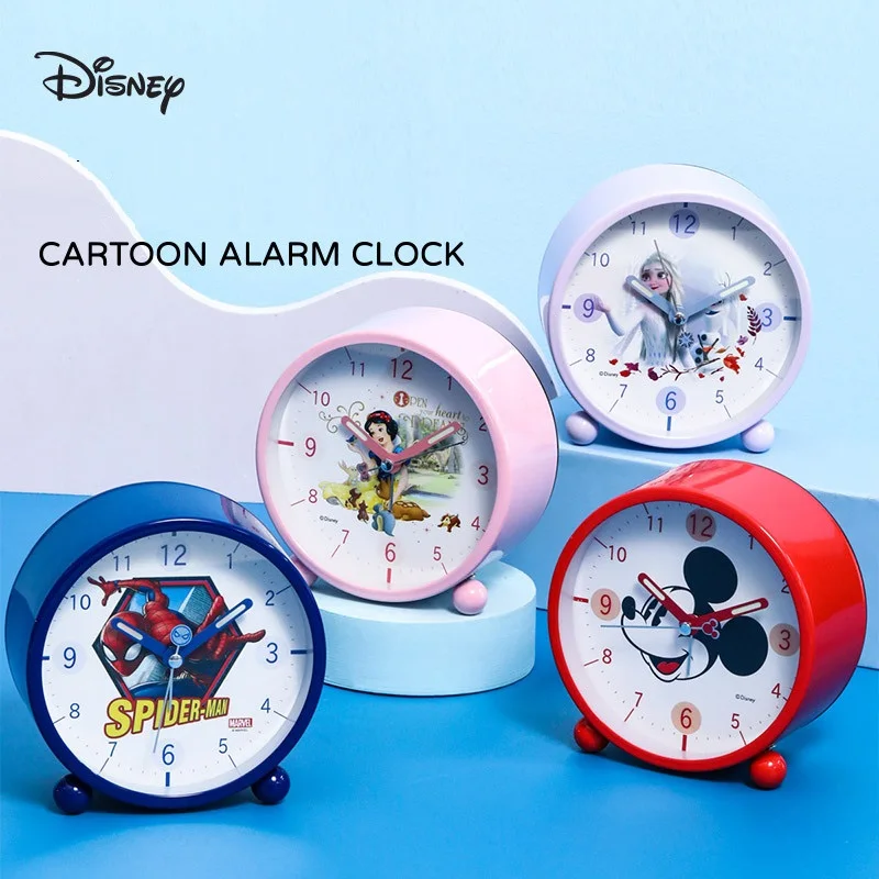 Disney For Children Alarm Clock Mickey Mouse Spider Man 4 Inch Timer Cartoon Student Girl Kid Gift Quartz Tick Beep Back Light
