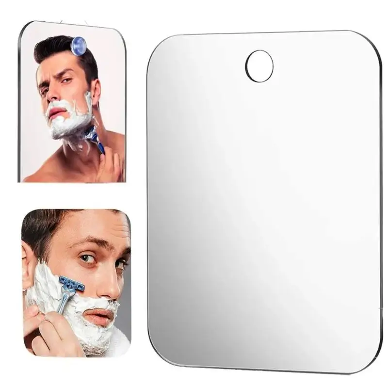 Acrylic Anti Fog Mirror Shower Shaving Fogless Mirror Washroom Unbreakable Portable Travel Shaving Bathroom Accessories Tools