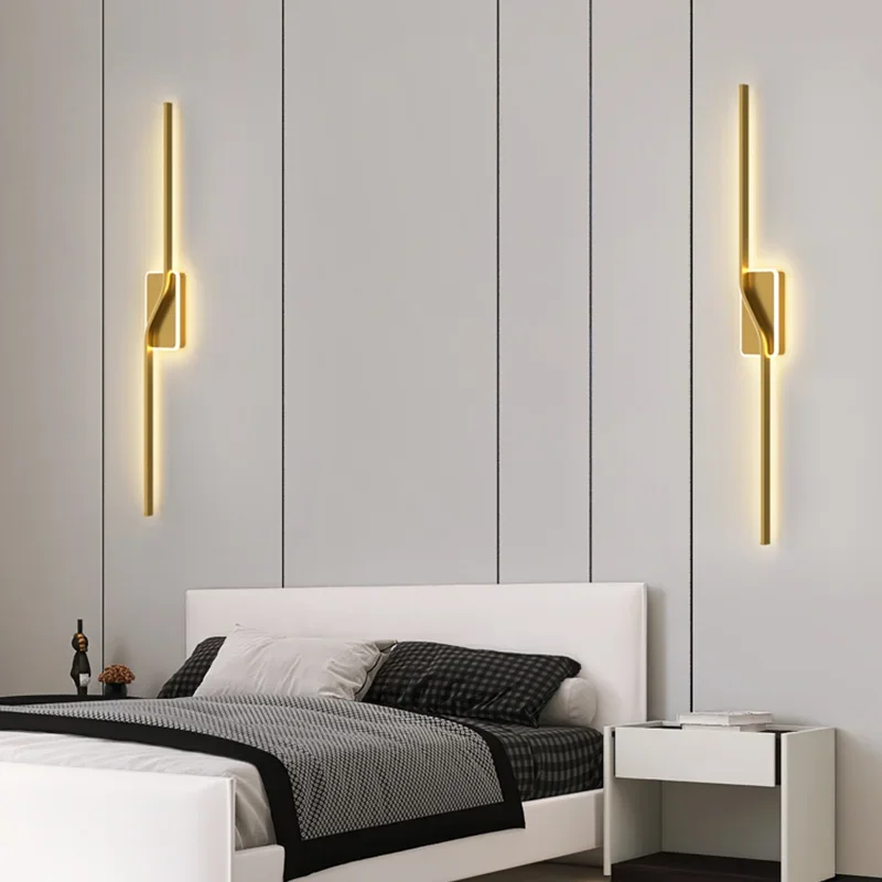 Imagem -05 - Modern Nordic Minimalista Led Strip Wall Light Lâmpadas Douradas Forma Longa Iluminação para o Quarto Cabeceira Sala de Estar Espelho do Banheiro