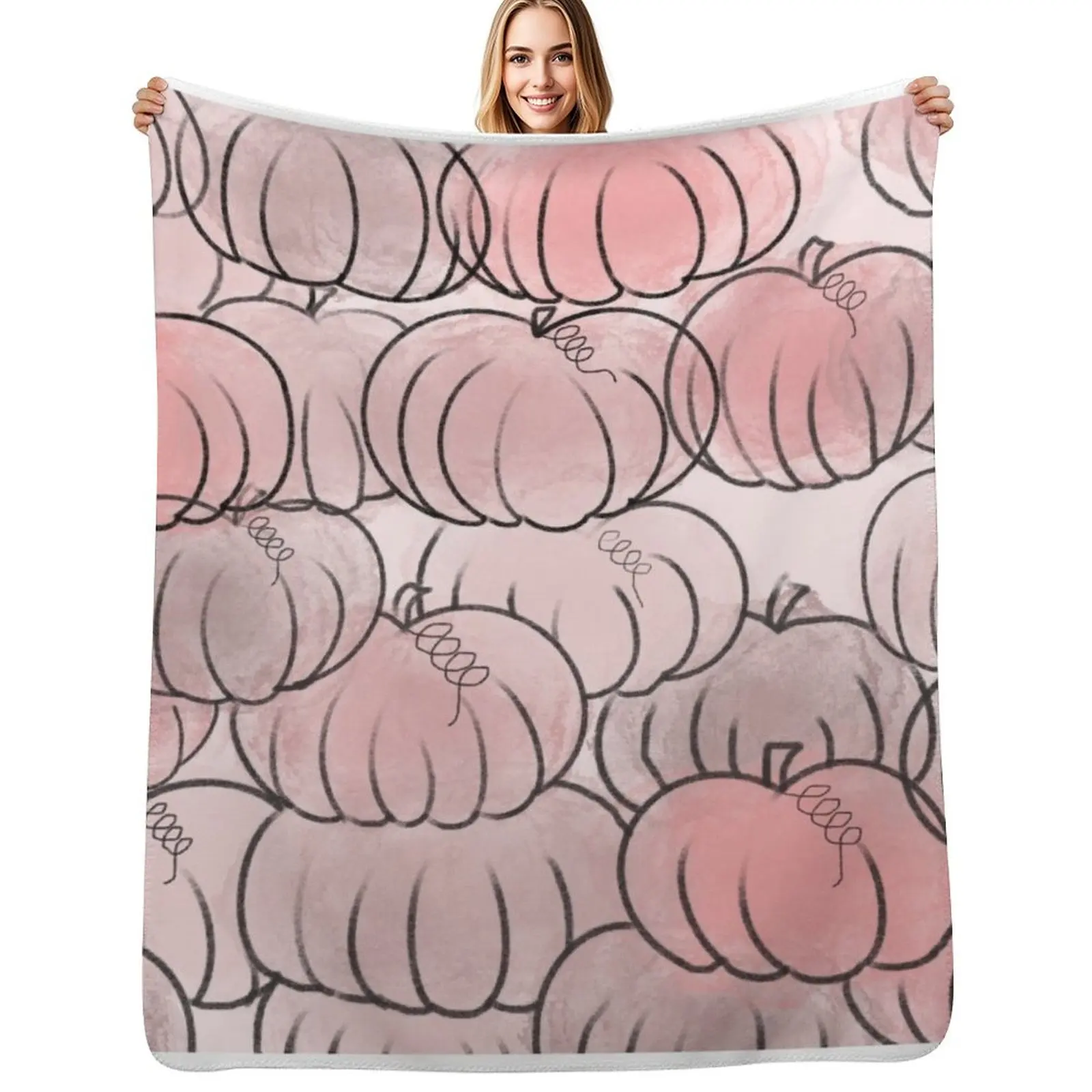 Pretty Pink Pumpkins Throw Blanket wednesday cosplay anime Loose Bed Fashionable Decoratives Kid'S Blankets