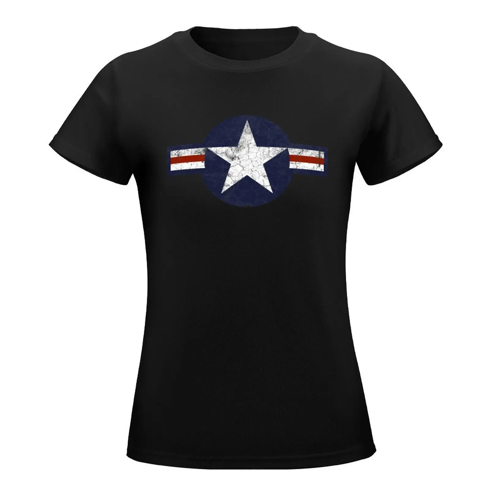 United States Miltary Aircraft Insignia (Distressed) T-Shirt cute clothes Blouse plain t shirts for Women