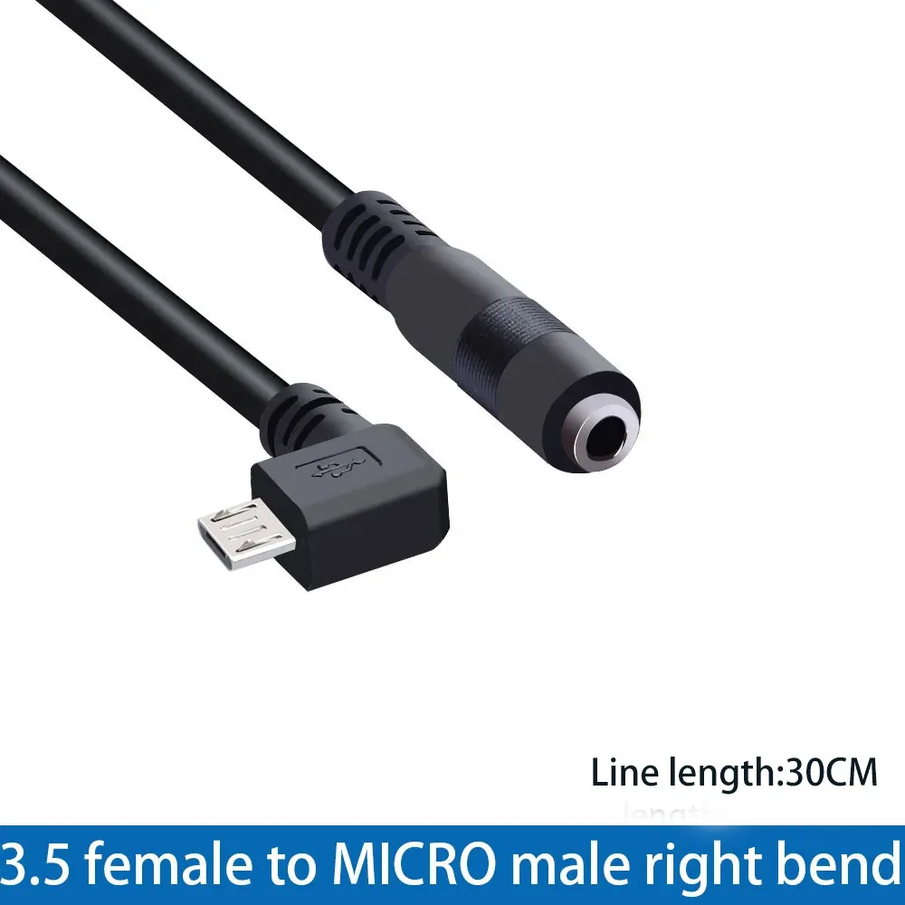 كابل مهايئ صوت USB صغير إلى ، 90 درجة ، V8 ، أندرويد ، أنثى ، هاتف ، سماعة رأس ، ذكر صغير ، مستقيم