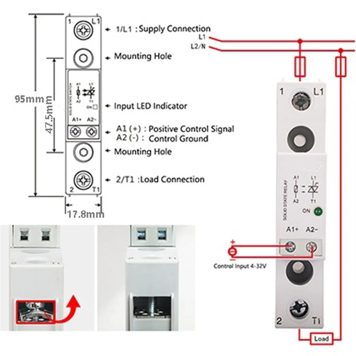 RECOMENDAR】80A for Mini Semiconductor Solid State Relay 24VDC Input Output 42-480VAC Voltage SSR Relay Module & Board for Dc AC
