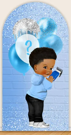 LS Gender Reveal Party Arch Cover Backdrop Photography Boy Girl Question Mark Pink Blue Decor Background Baby Show Photo