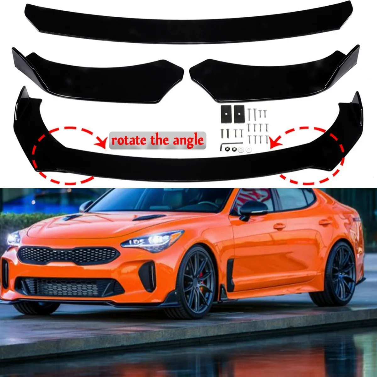 

Univesal 3pcs Car Front Bumper Splitter Lip Diffuser Protector Cover For KIA For Stinger For Forte 2018-2021 For Optima Body Kit