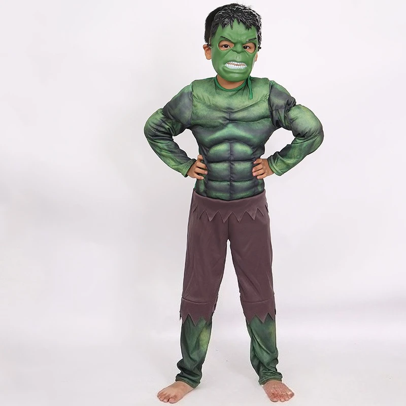 Kids Green Superheroes Anime Hulk Cosplay Muscle Costumes Boys Birthday Halloween Carnival Party Hulk Dress Up Jumpsuit view 2