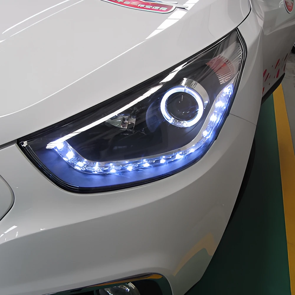 

Автомобильные передние фонари для Hyundai ix35 2010-2013, светодиодные автомобильные фары в сборе, обновление, высокое качество, аксессуары для бифокальных линз проектора