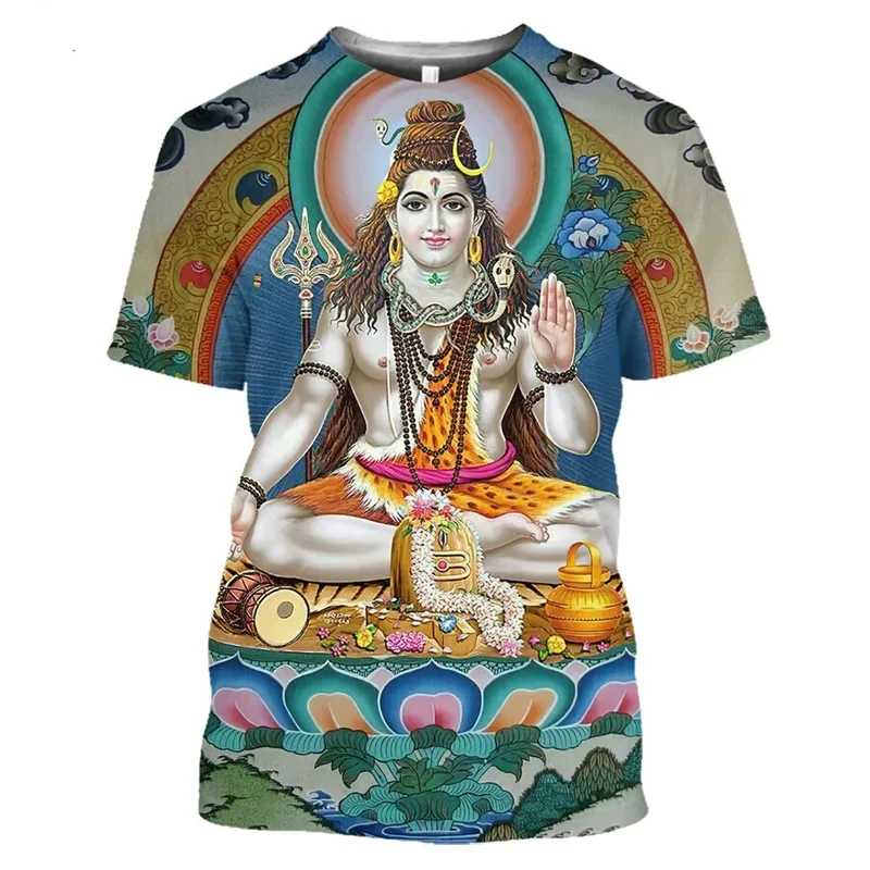 News Top Hindu Nile Lord God Shiva T Shirt Religious Belief 3D Print Hinduism Vishnu Men Tshirt Women Believer Cosplay Tees
