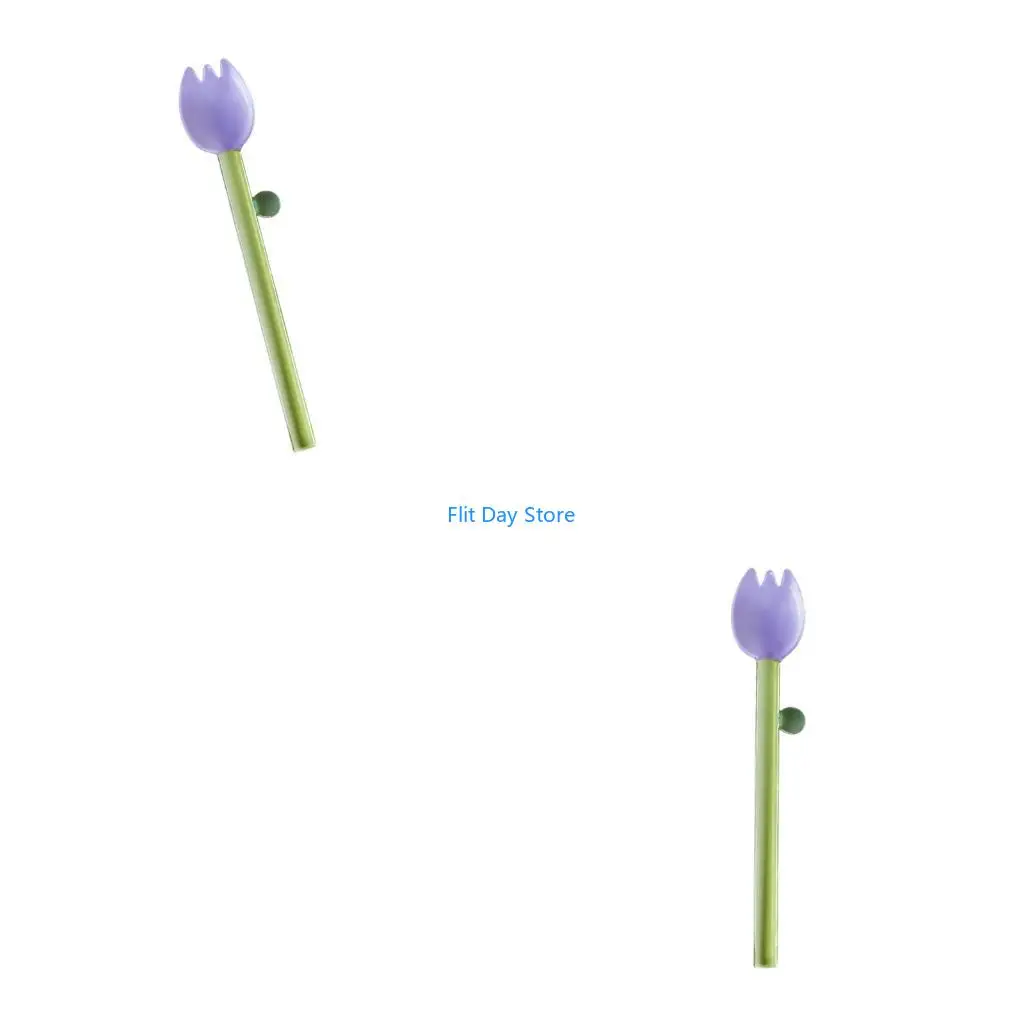 F92C Long Handle Serving Spoon, Decorative Borosilicate Glass Coffee Spoon for Tea Stirring, Table Use and Daily Service