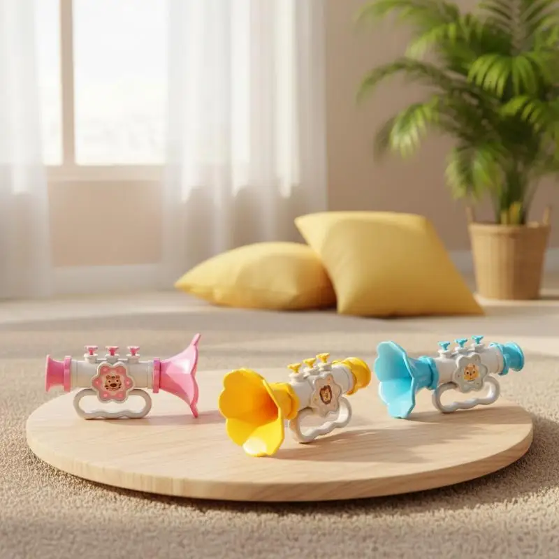 Cartoon Trumpet Whistle Toy Shockproof Musical Instrument Early Education Blowing Horn for Toddlers Montessori Learning Supplies