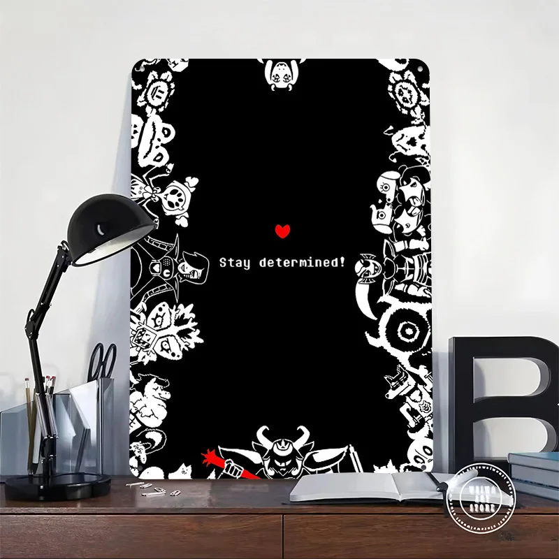Undertale Game Art Printed Poster Customized Wall Art Retro Vintage Metal Tin Signs for Home Living Room Decorations Desk Decor