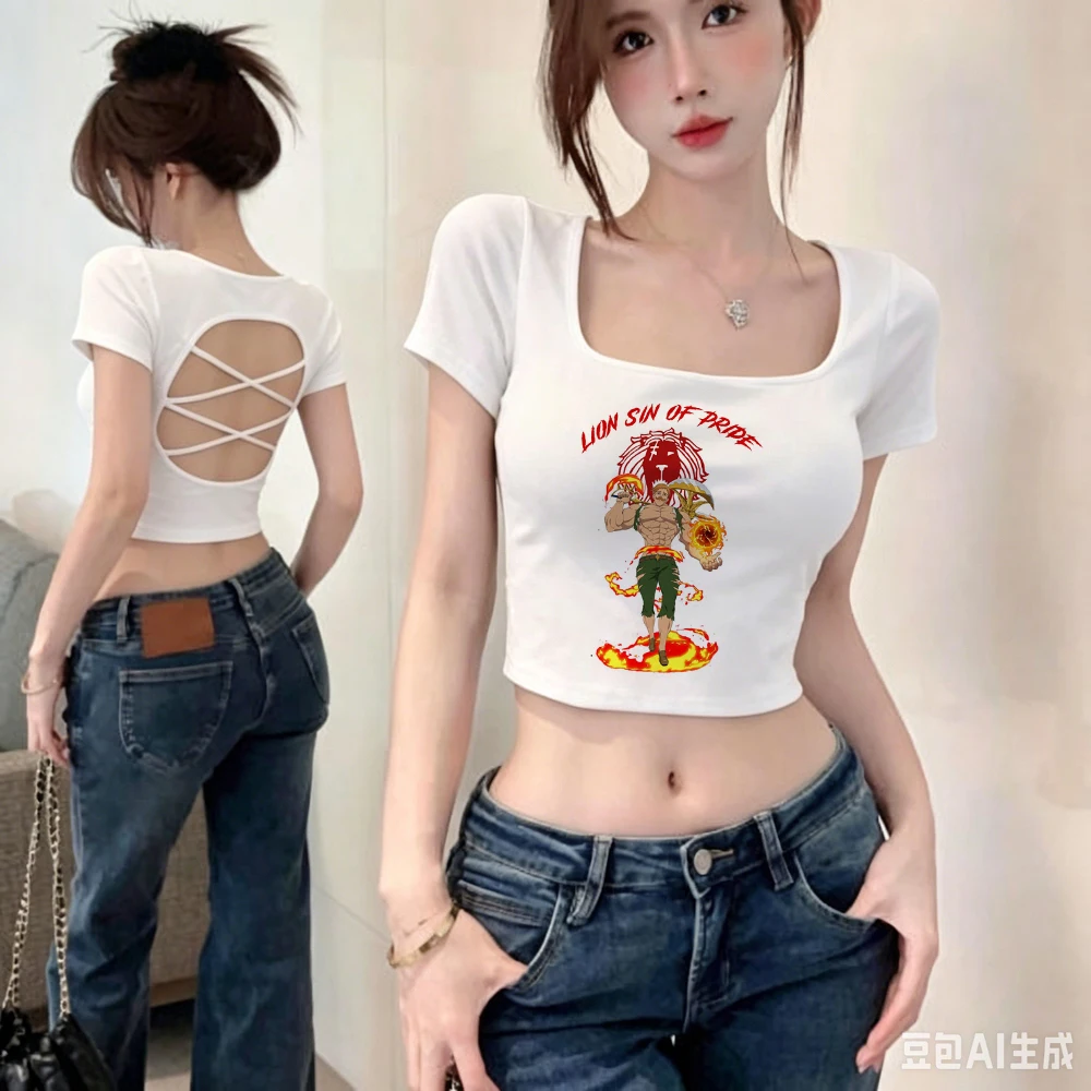 Seven Deadly Sins crop top women harajuku summer goth tshirt korean fashion meme anime