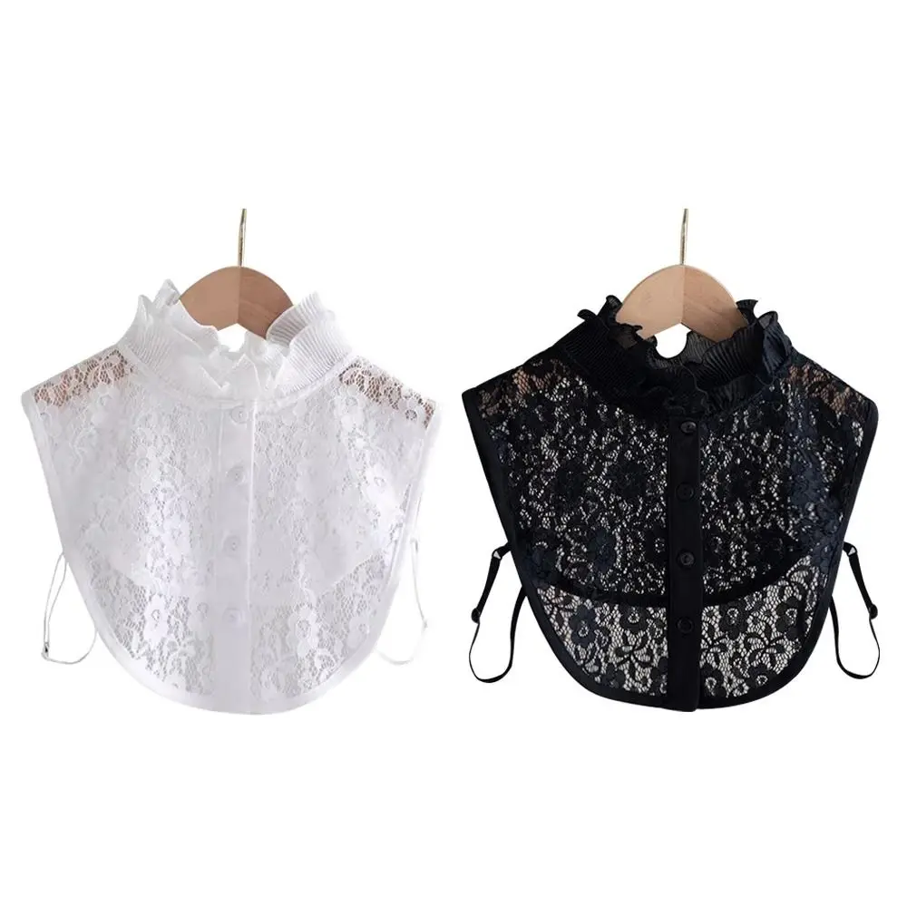

Clothes Accessory Detachable Fake Collar Lace White Black Neckline Adjustable Lapel Half Shirt Women Girls